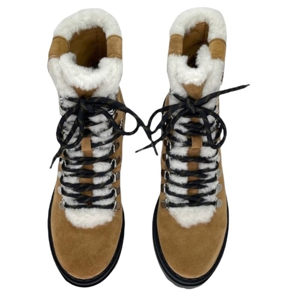 Marc Fisher Nalina Tan Leather Fur Tim Womens Ankle Boots Size 6.5M - Picture 5 of 10